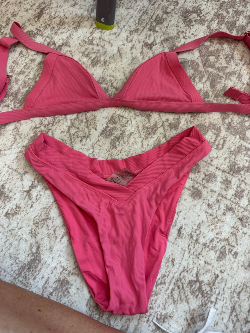 Kittenish Hot Pink Ribbed Bikini Two-Piece